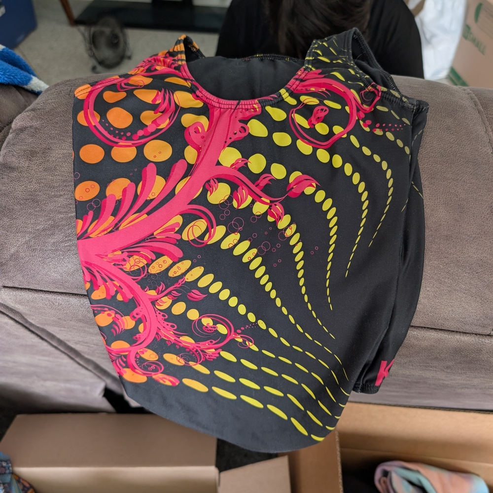 GK Black Pink Graphic Gymnastics Leotard